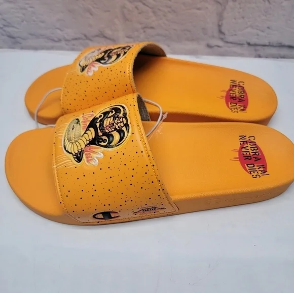CHAMPION Brand X Cobra Kai Slides Mens Size 12 Miyagi Do Karate Kid - Picture 2 of 10